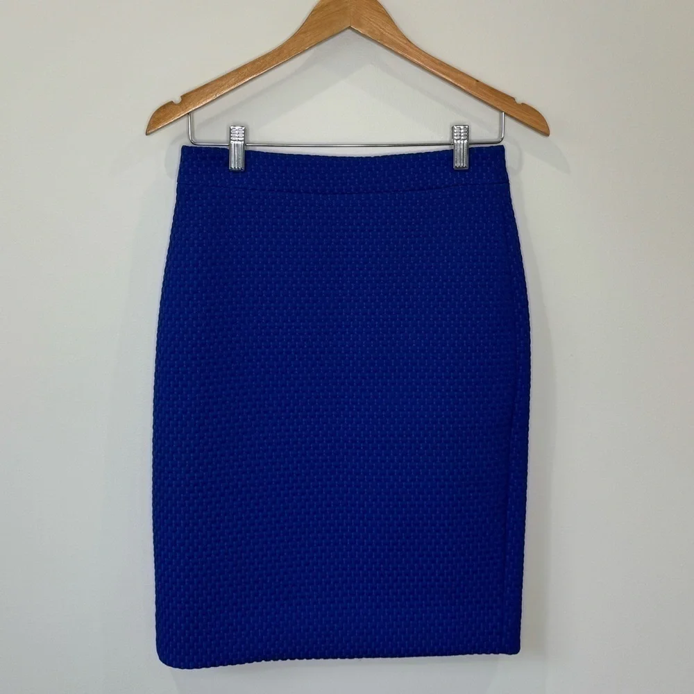 J. Crew Blue Textured Pencil Skirt